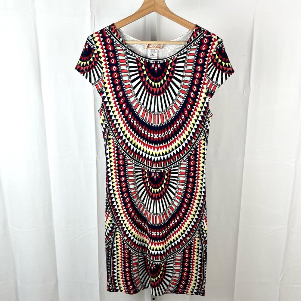 Mara Hoffman El Mundo Cap Sleeve Mini Dress Geo Printed Multicolor Size L